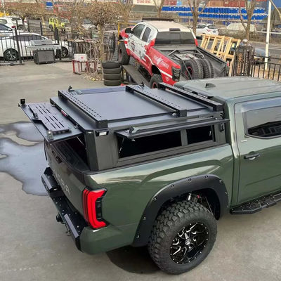 Czarny Toyota Tundra Pickup Pokrycie łóżka z montażem bagażnika i konstrukcji aluminiowej