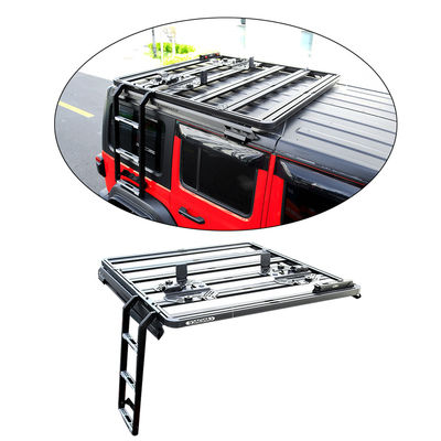 18-23 Wrangler Rubicon Jeep BLACK RZĄDZĄCY WŁOCZYCZYCY STAL ROOF Rack Ladder dla pojazdów terenowych