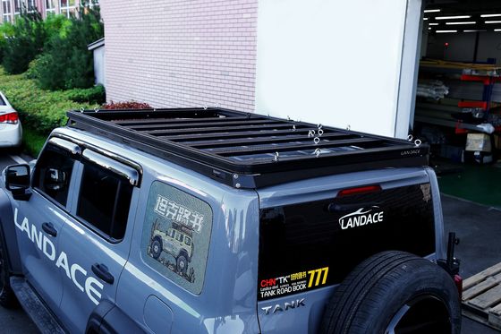 Landace Logo 4x4 Akcesoria zewnętrzne pojazdu Aluminium Wind Fairing Dach Rack Targowy Targowy Podnośnik do bagażu Do zbiornika 300 Czarny