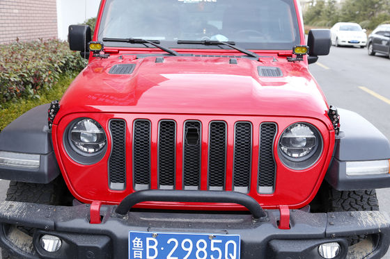 Jeep Wrangler JK JL 2007 Heavy Duty Black Aluminium Hood Zestaw z zaciskiem z flagą USA